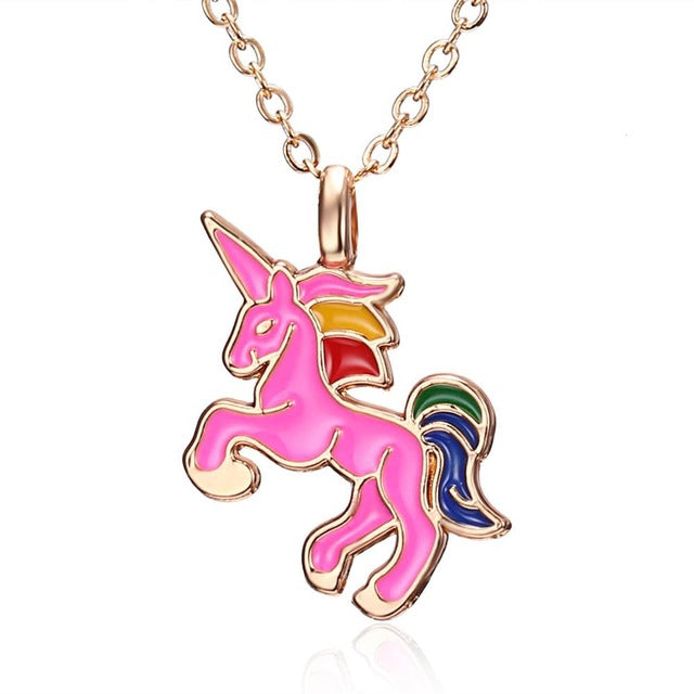 HORSE Necklace For Girls Children Kids Enamel Cartoon Horse jewelry accessories Women Animal Necklace Pendant Unicorn Party