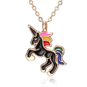 HORSE Necklace For Girls Children Kids Enamel Cartoon Horse jewelry accessories Women Animal Necklace Pendant Unicorn Party