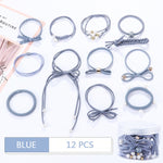 12Pcs/Set High Elastic Hair Bands Solid Pearl Stretch Hair Ties For Women Girls Ponytail Holder Hair Ropes Hair Accessories
