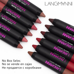 Maquiage 12pcs/lot matte Lipstick Waterproof Long-lasting Velvet lipstick set Red Tint Nude batom makeup set brand langmanni