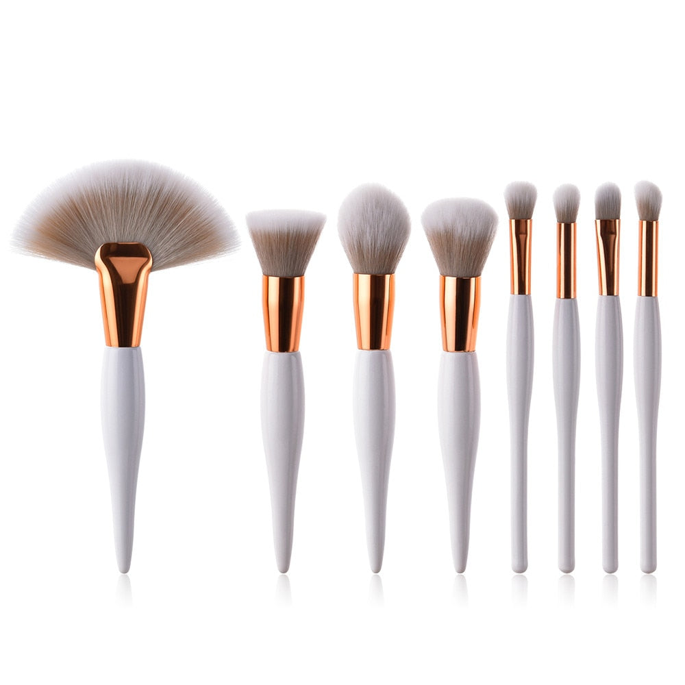 8 pcs Professional Makeup Brushes Set Foundation Eyeshadow Eyeliner Lip Brush Tool White Black Cosmetic Tool Drop Shipping 1j19