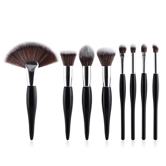 8 pcs Professional Makeup Brushes Set Foundation Eyeshadow Eyeliner Lip Brush Tool White Black Cosmetic Tool Drop Shipping 1j19