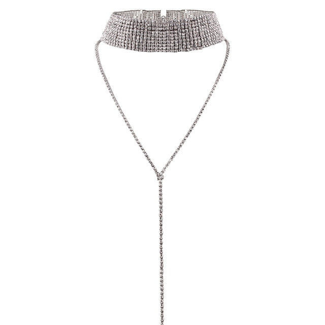 2018 Hot Selling Rhinestone Choker Crystal Gem Luxury Chokers Collar Chocker Chunky Y necklace Women jewelry Accessories