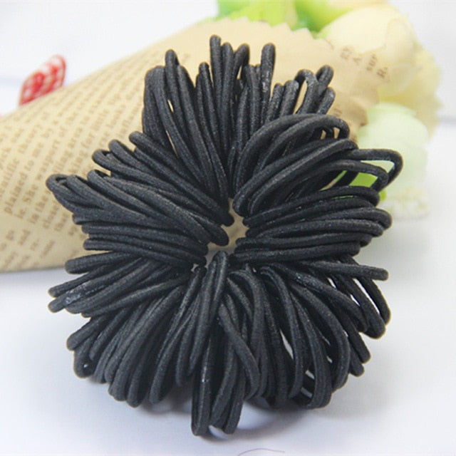 100pcs/lot Girls Elastic Hair Bands Ponytail Holder Rubber Bands Hair Accessories Women Multicolor Tie Gum
