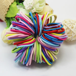 100pcs/lot Girls Elastic Hair Bands Ponytail Holder Rubber Bands Hair Accessories Women Multicolor Tie Gum