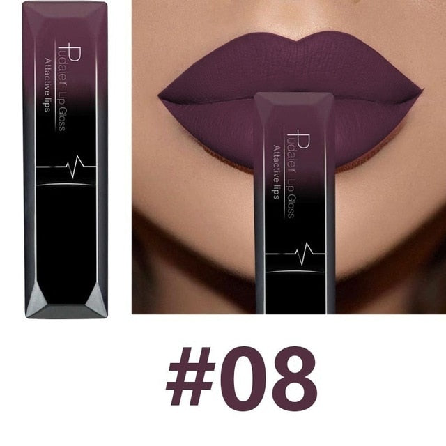 Waterproof Nude Lipstick Long Lasting Liquid Matte Lipstick Kit Lip Gloss Cosmetics Women Fashion Lip Makeup Gift Batom