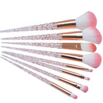 8pcs Red Glitter Diamond Unicorn Brush Crystal Brushes Foundation Blending Power Eyeshadow Brush Cosmetic Beauty Make Up Tool