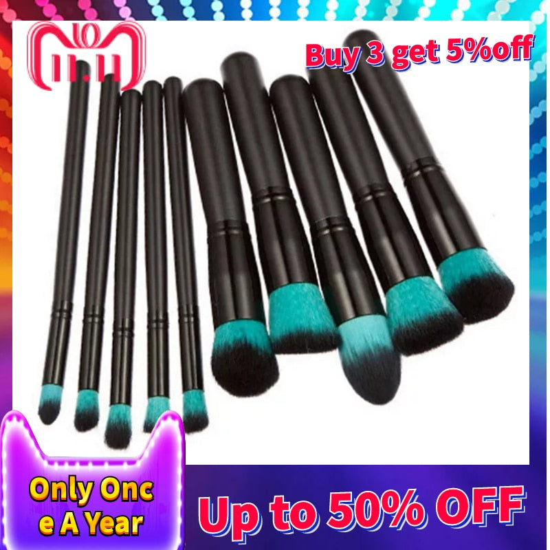 10pcs Rainbow Makeup Brushes Set Synthetic Wool Professional Foundation Brush Set Shade Eyelash Brushes Makeup Contour Kit