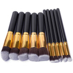 10 Pcs Silver/Golden Makeup Brushes Set Cosmetics Foundation Blending Blush Makeup Tool Powder Eyeshadow Cosmetic Set