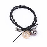 1PCS Lovely Clover Gray Ball Elastic Hair Bands Toys For Girls Handmade Bow Headband Scrunchy Kids Hair Accessories For Womens