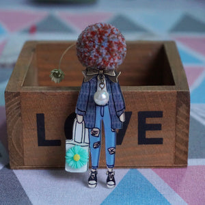 Women Cute Lovely Acrylic Brooch Brooch Pins for Woman girl Fashion Cartoon Models Brooches Jewelry Accessories Dropshipping